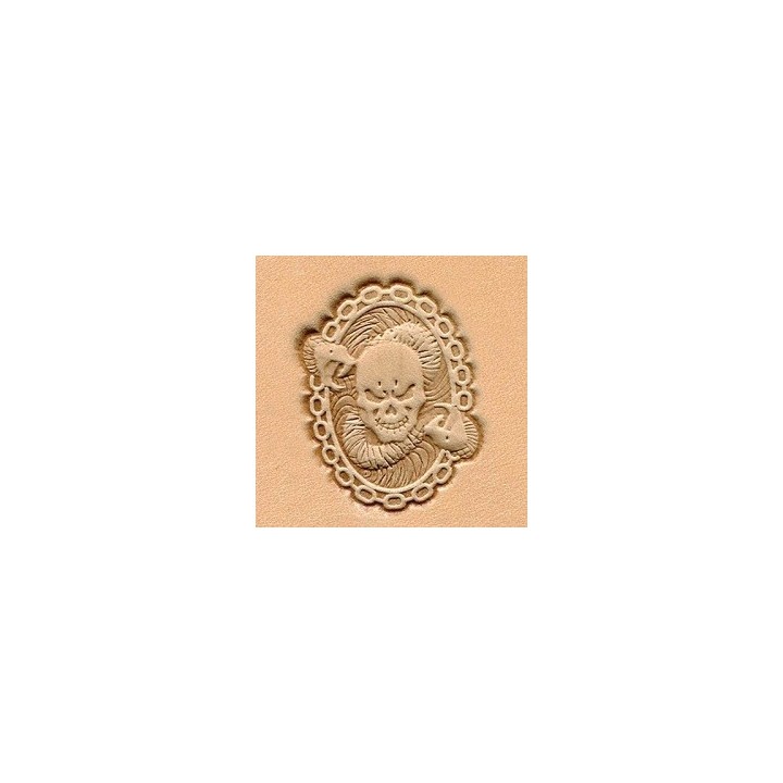 Matoir cuir 3D tête de mort et serpent