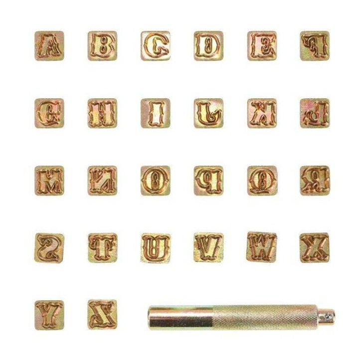 Matoirs cuir lettres alphabet 9 mm