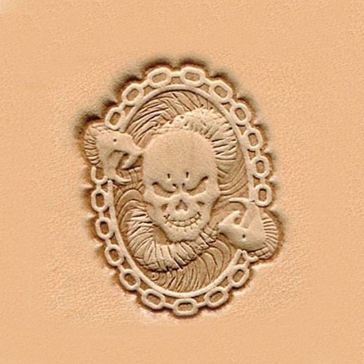 Matoir cuir 3D tête de mort et serpent
