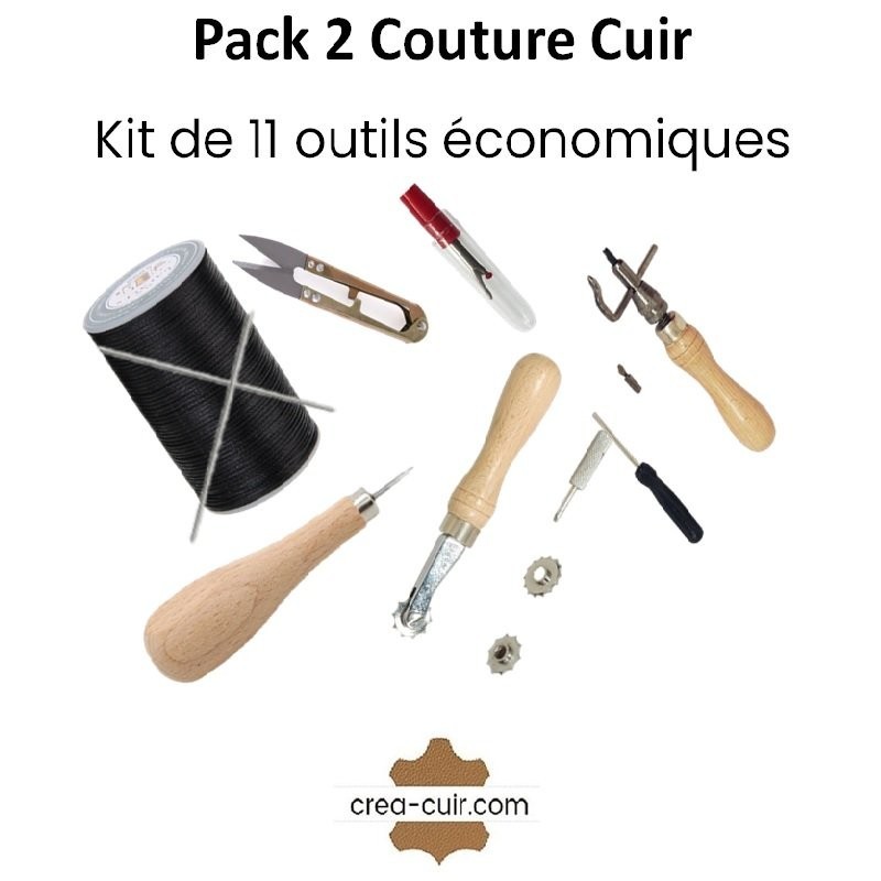 Tbest Accessoire de couture Outil de couture à la main en cuir, ensemble  d'accessoires de ruban à mesurer dé à mercerie kit