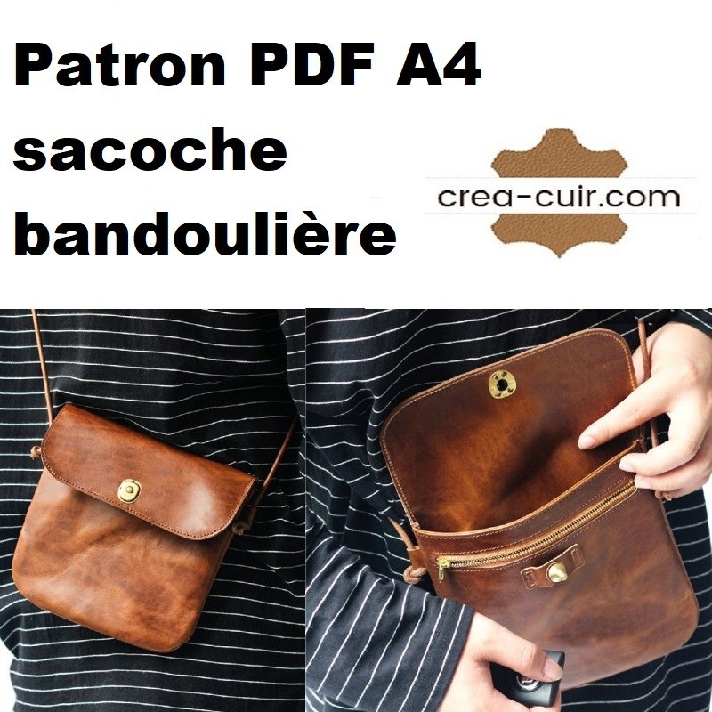 Patron PDF Sacoche Bandouli re Cuir Large Choix Sur Cr a Cuir