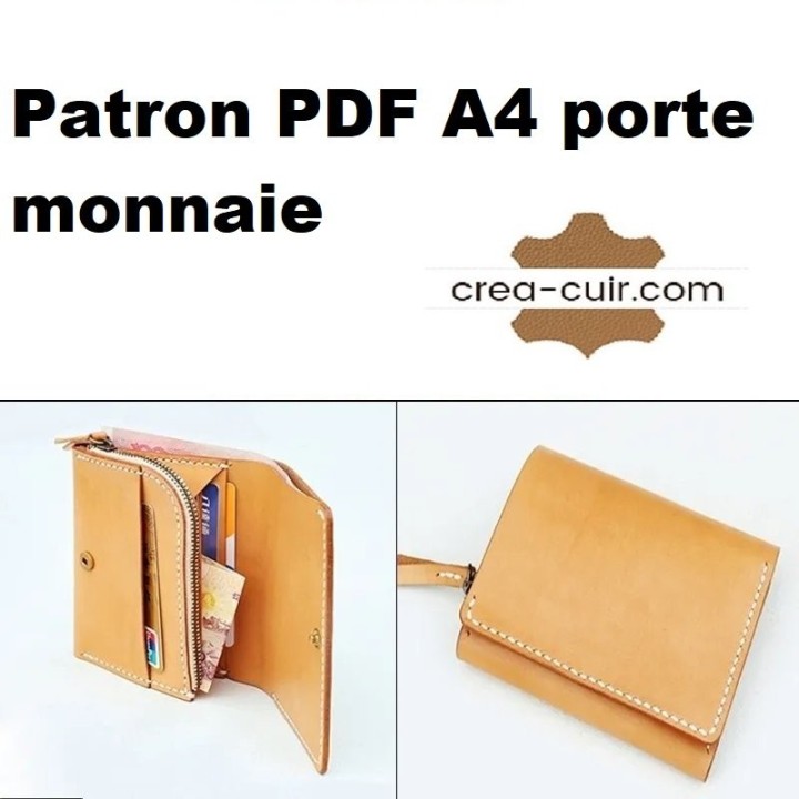 Patron PDF A4 porte monnaie cuir