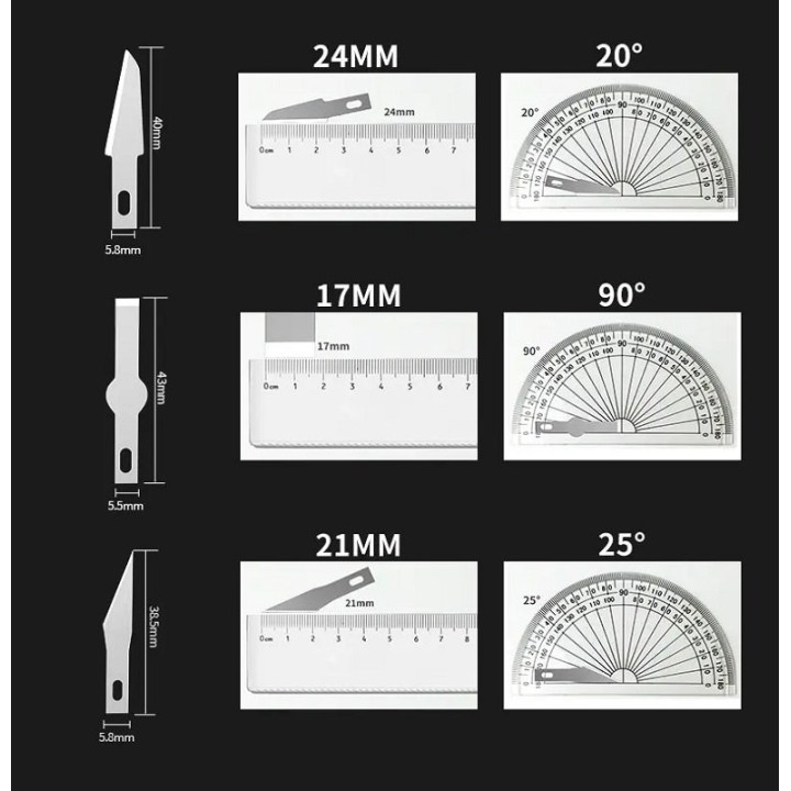 Coffret de 3 cutters scalpel