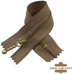 Fermeture à glissière métal marron