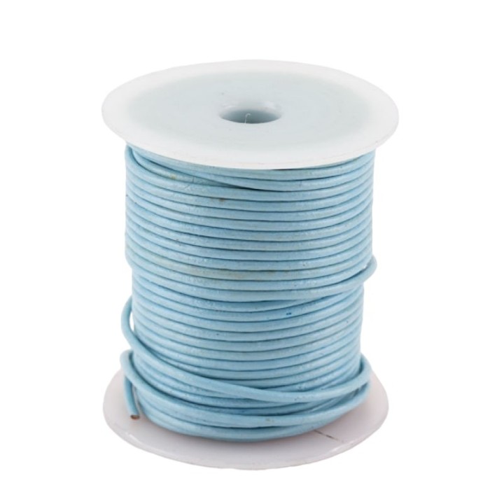 Lacet cuir rond 2 mm bleu