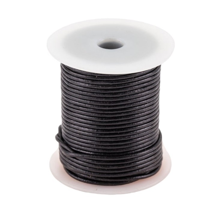 Lacet cuir buffle rond 2 mm noir