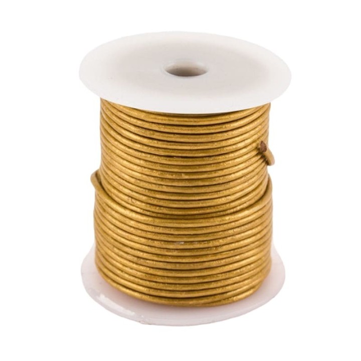 Lacet cuir buffle rond 2 mm couleur or