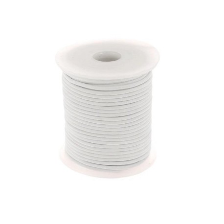 Bobine de lacet de cuir de buffle rond de diamêtre 2 mm couleur blanc