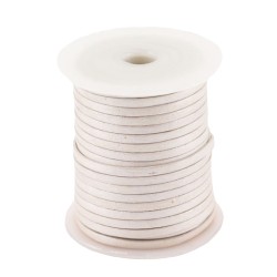 Lacet de cuir plat 3 mm argent
