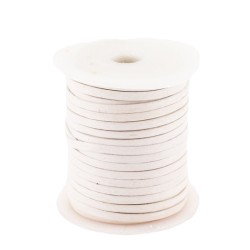 Lacet de cuir plat 3 mm blanc