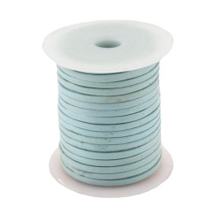 Lacet de cuir plat 3 mm bleu