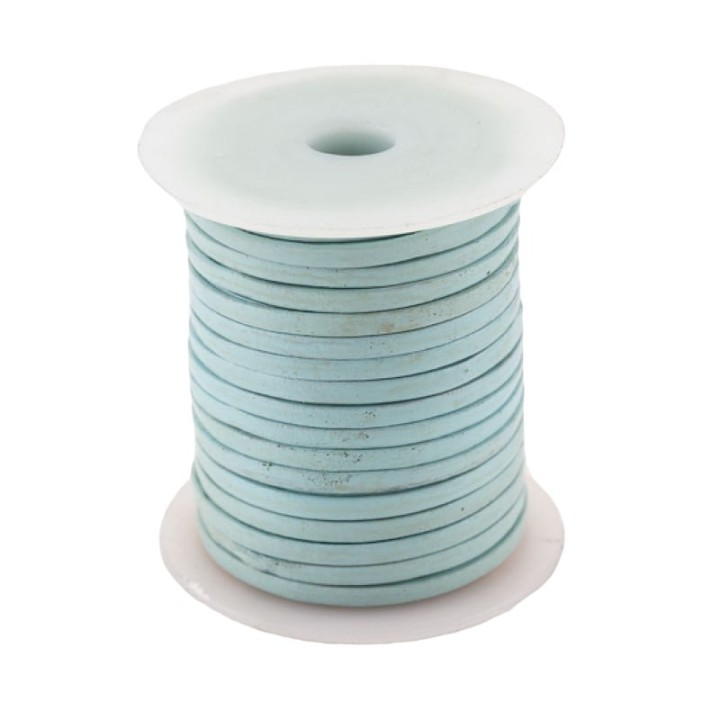 Lacet de cuir plat 3 mm bleu