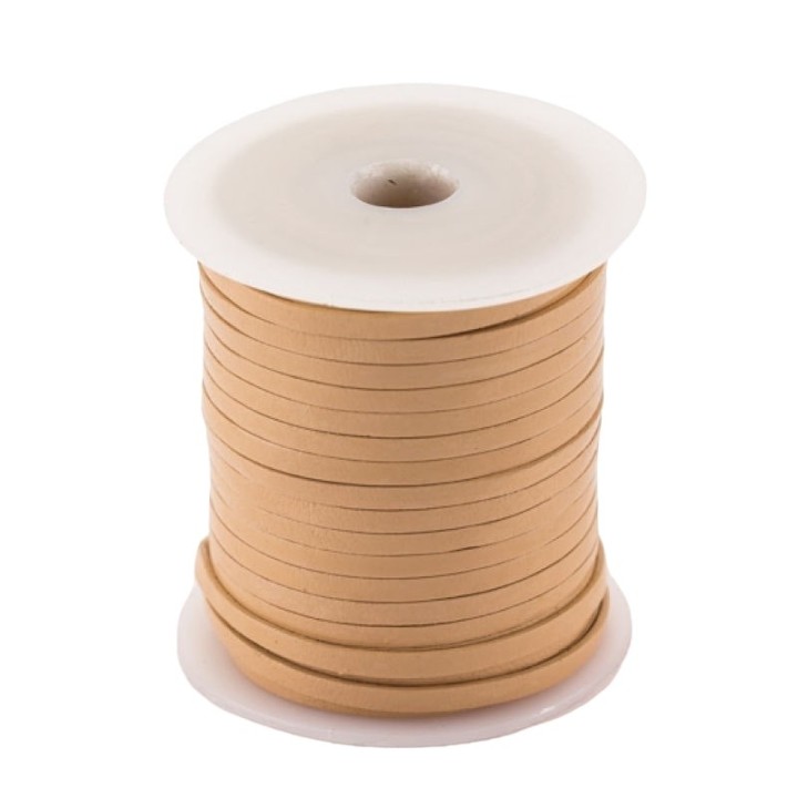 Lacet de cuir plat 3 mm naturel