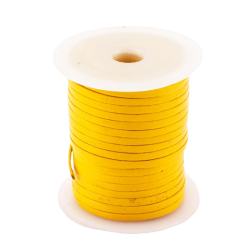 Lacet de cuir plat 3 mm jaune