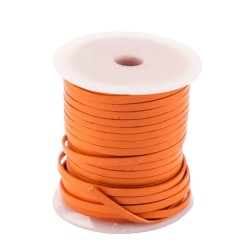 Lacet de cuir plat 3 mm orange