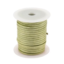 Lacet de cuir plat 3 mm vert