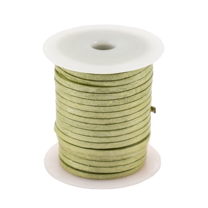 Lacet de cuir plat 3 mm vert