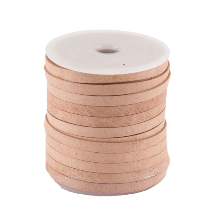 Lacet de cuir plat 5 mm naturel