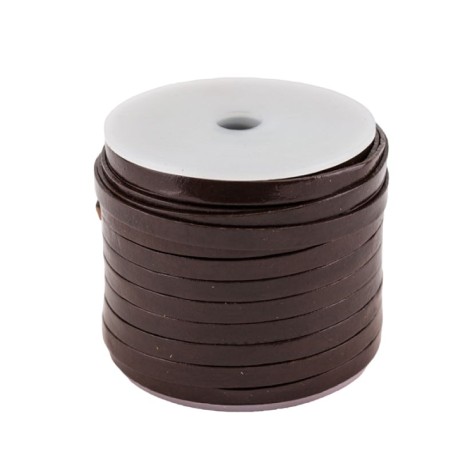 Lacet de cuir plat 5 mm brun