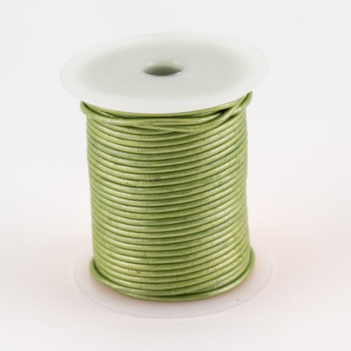 Lacet cuir buffle rond 2 mm couleur verte