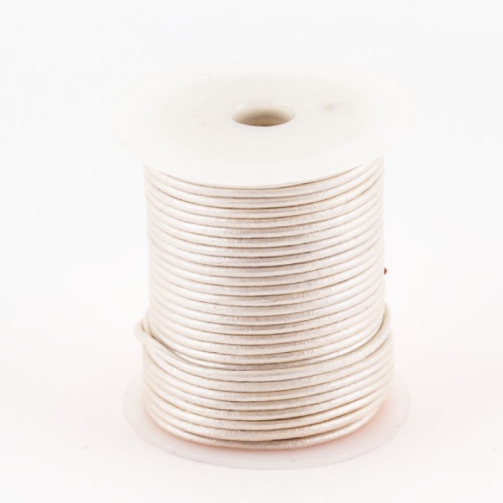 Lacet cuir rond 2 mm argent