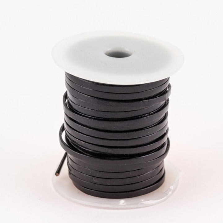 Lacet de cuir plat 3 mm noir
