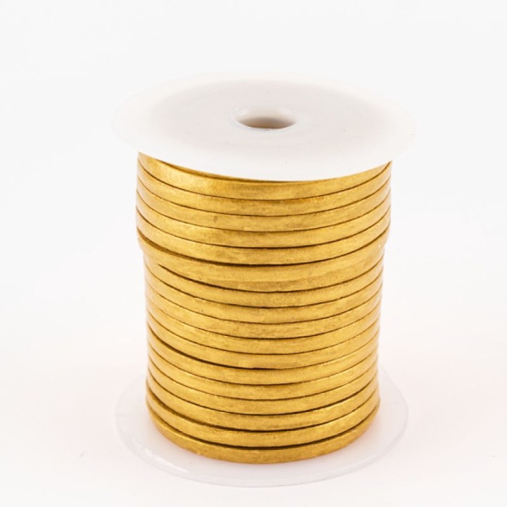 Lacet de cuir plat 3 mm or