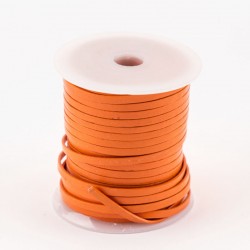 Lacet de cuir plat 3 mm orange