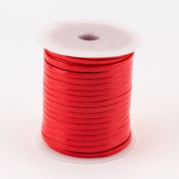 Lacet de cuir plat 3 mm rouge