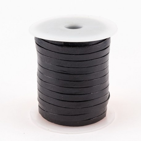 Lacet de cuir plat 5 mm noir