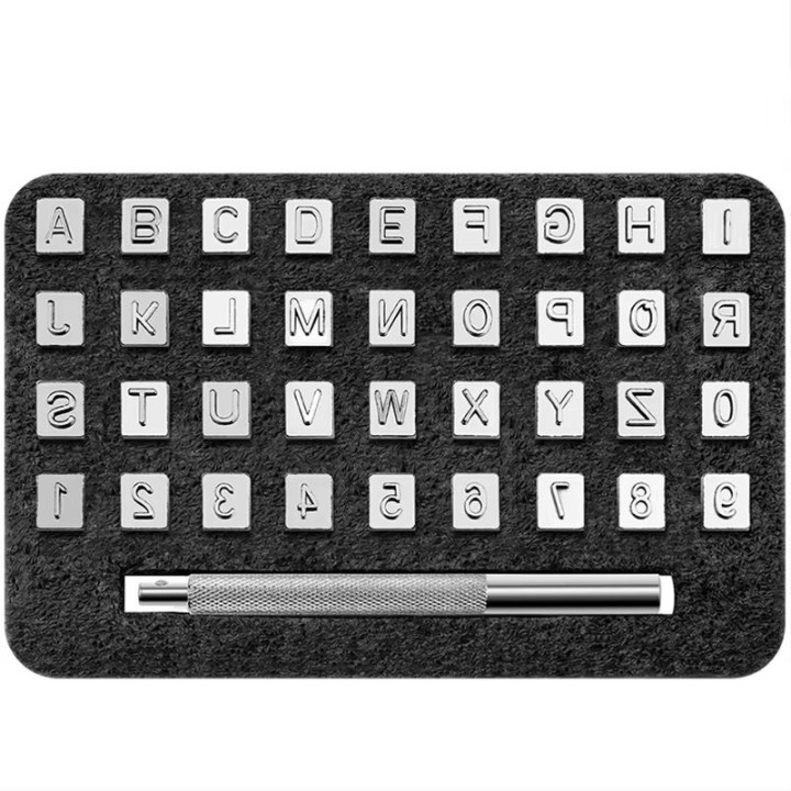 Kit matoirs cuir lettres alphabet chiffre 6 mm