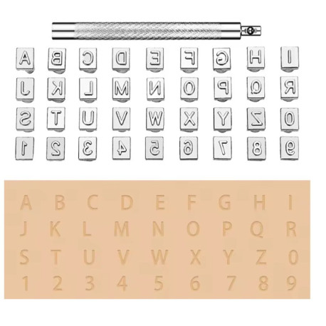 Kit matoirs cuir lettres alphabet chiffre 6 mm
