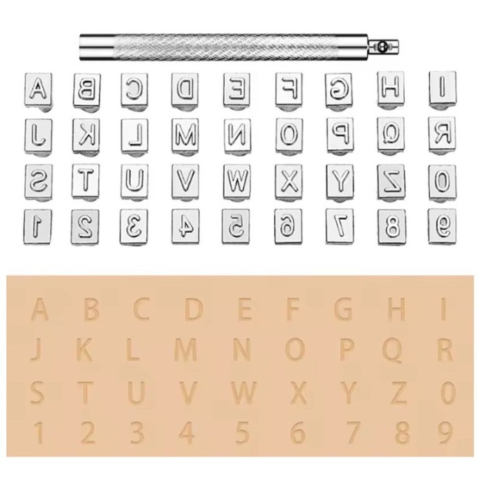 Kit matoirs cuir lettres alphabet chiffre 6 mm