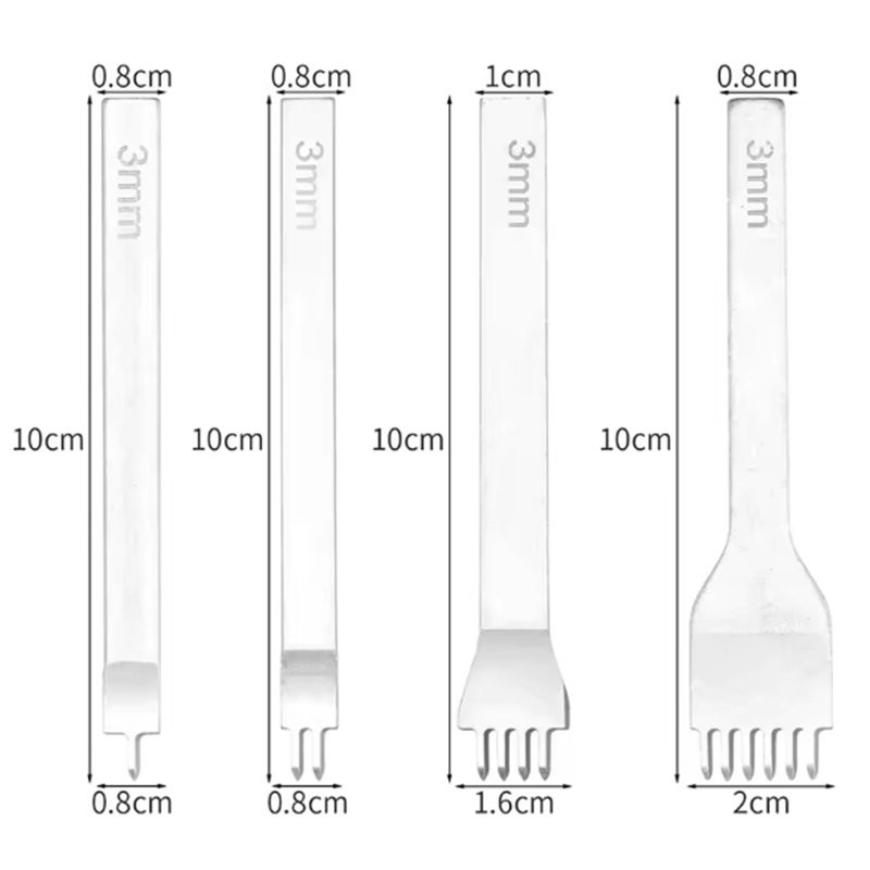 Lot de 4 griffes couture Cuir 3mm - Acier blanc haute qualité