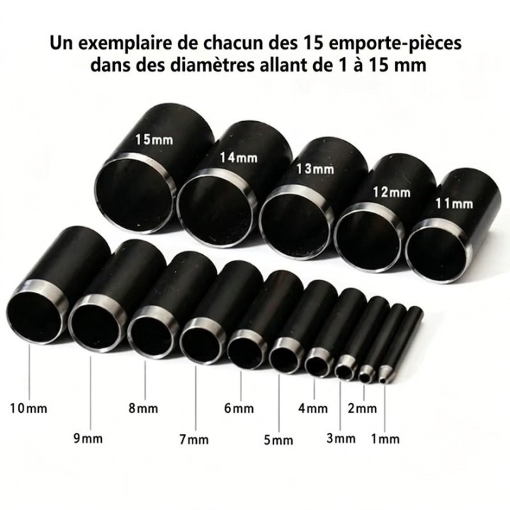 Lot d'emportes pièces ronds pour le cuir