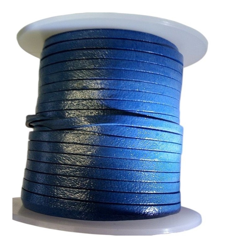 Lacet plat 3 mm bleu | Lacet Cuir Plat | Lacet Cuir | Crea Cuir