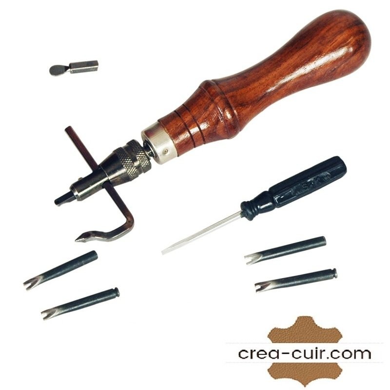 Ensemble d'outils rainette et abat carre pour le travail du cuir.