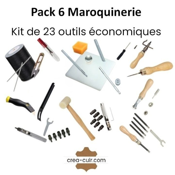 Pack 6 maroquinerie - 23 outils pour débuter | Créa-Cuir