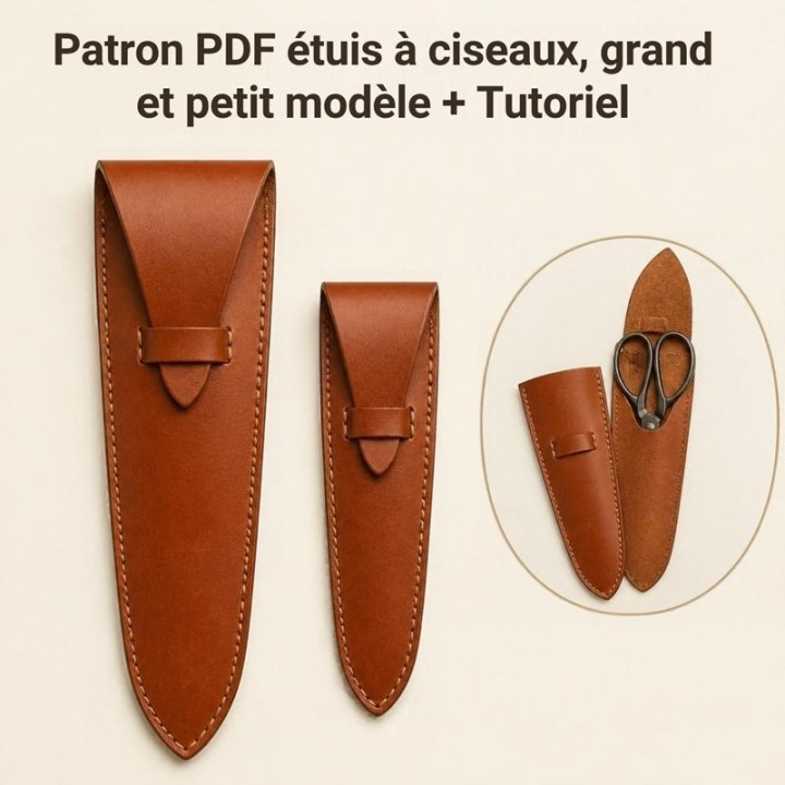 Patron PDF A4 de 2 étuis pour 2 paires de ciseaux de 15 et 25 cm de long.