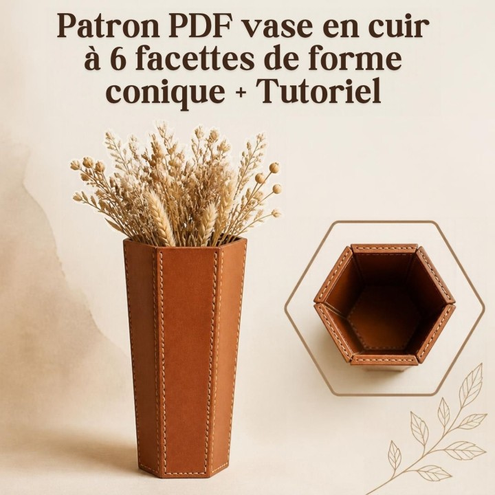 Patron PDF pour un vase en cuir pour fleurs séchées avec tutoriel de montage