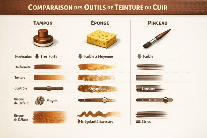 Comparaison des outils de teinture du cuir