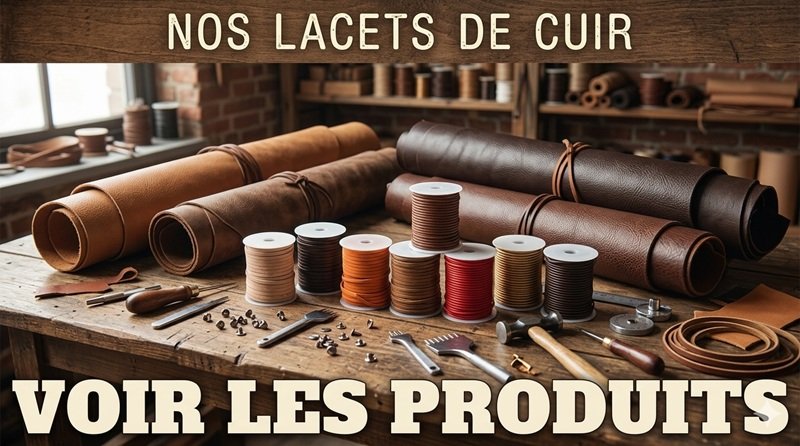 Lacet de cuir plat ou rond en bobine