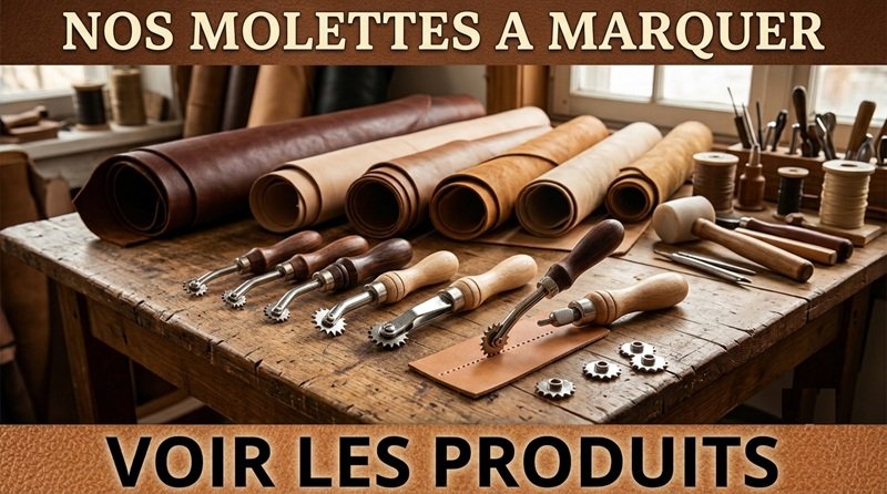 Roulette a pique ou molette a marquer les points de couture sur le cuir