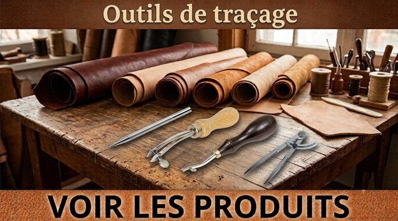 Outil de traçage sur le cuir, traçoir, cornette, compas