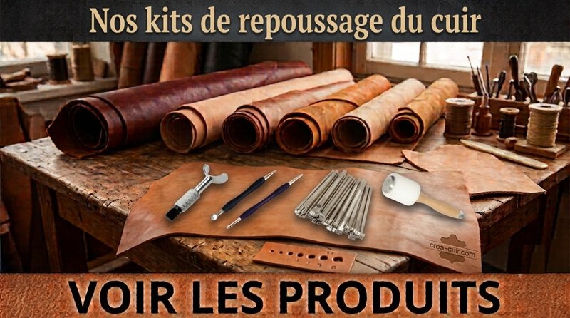 Kit d'outils (Matoirs, modeleurs, couteau a ouvrir et maul) pour le repoussage du cuir