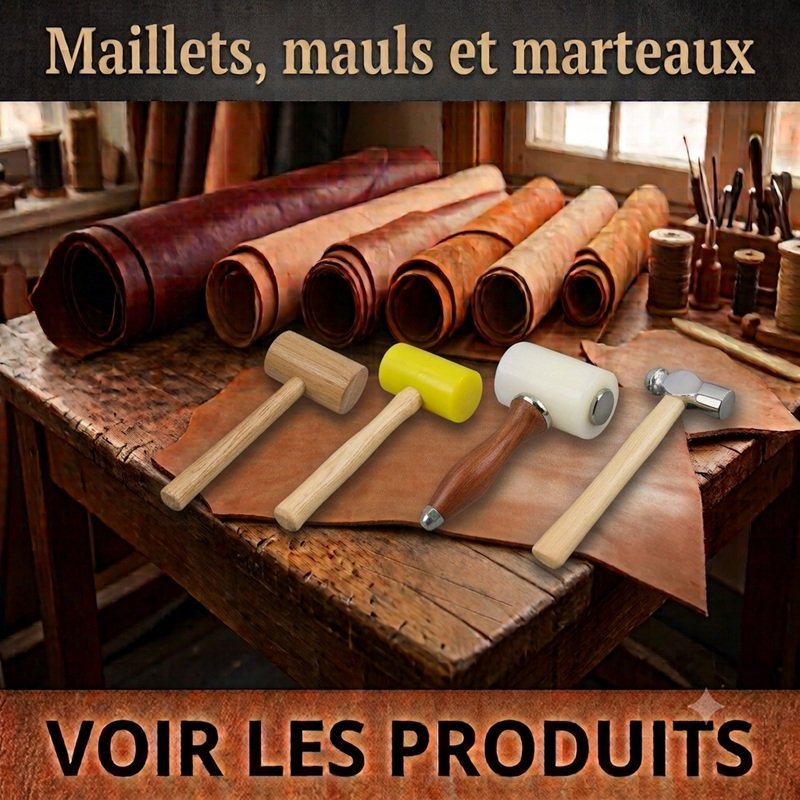 Maillet, maul et marteau pour le travail du cuir