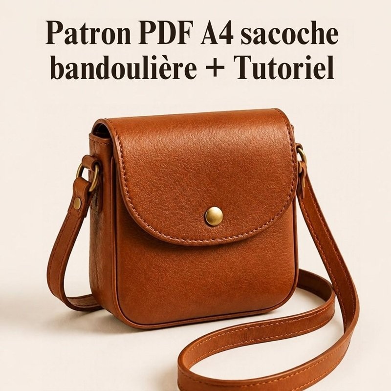 Patron PDF sacoche cuir à rabat + Tutoriel