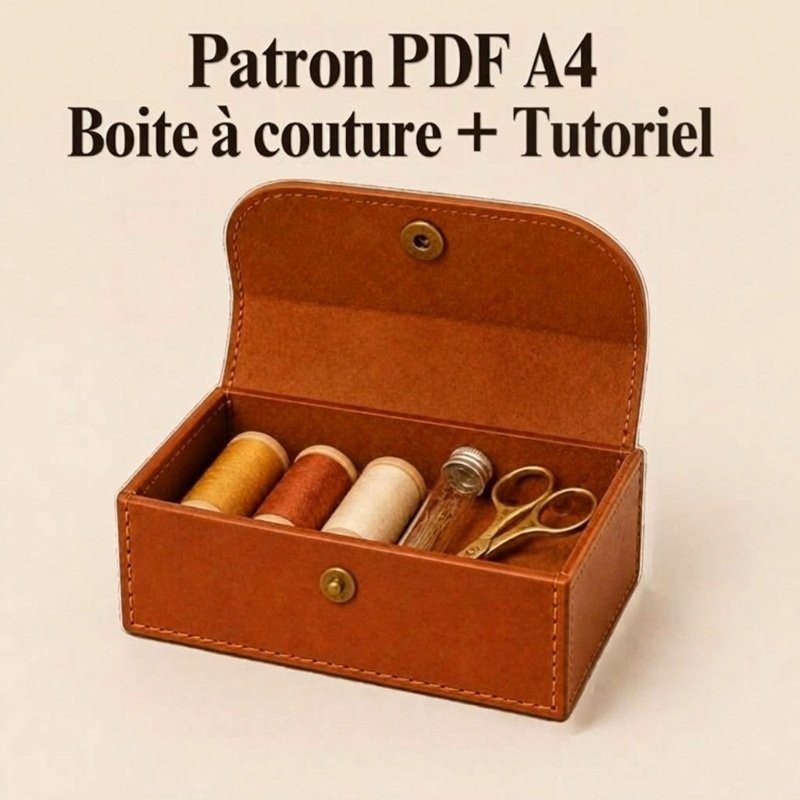 Patron PDF boîte à couture en cuir + Tutoriel
