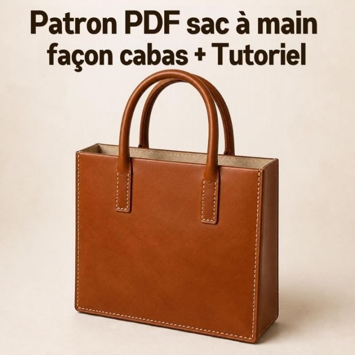 Patron PDF sac à main façon cabas en cuir + Tutoriel