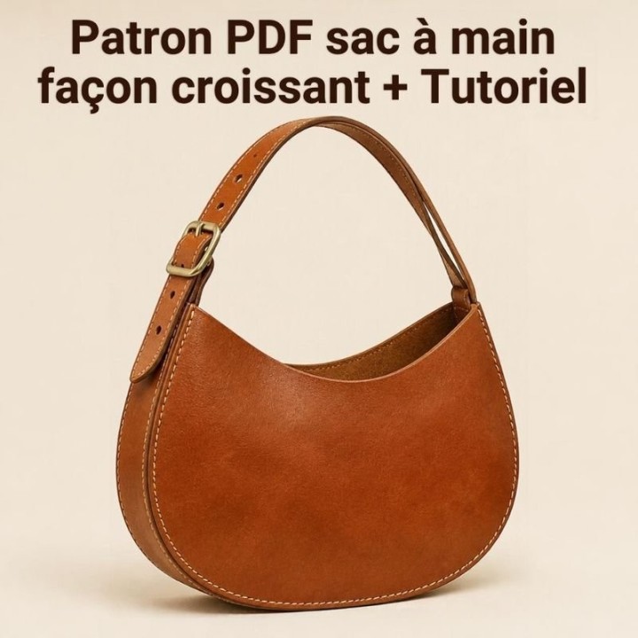 Patron PDF sac à main croissant en cuir + Tutoriel